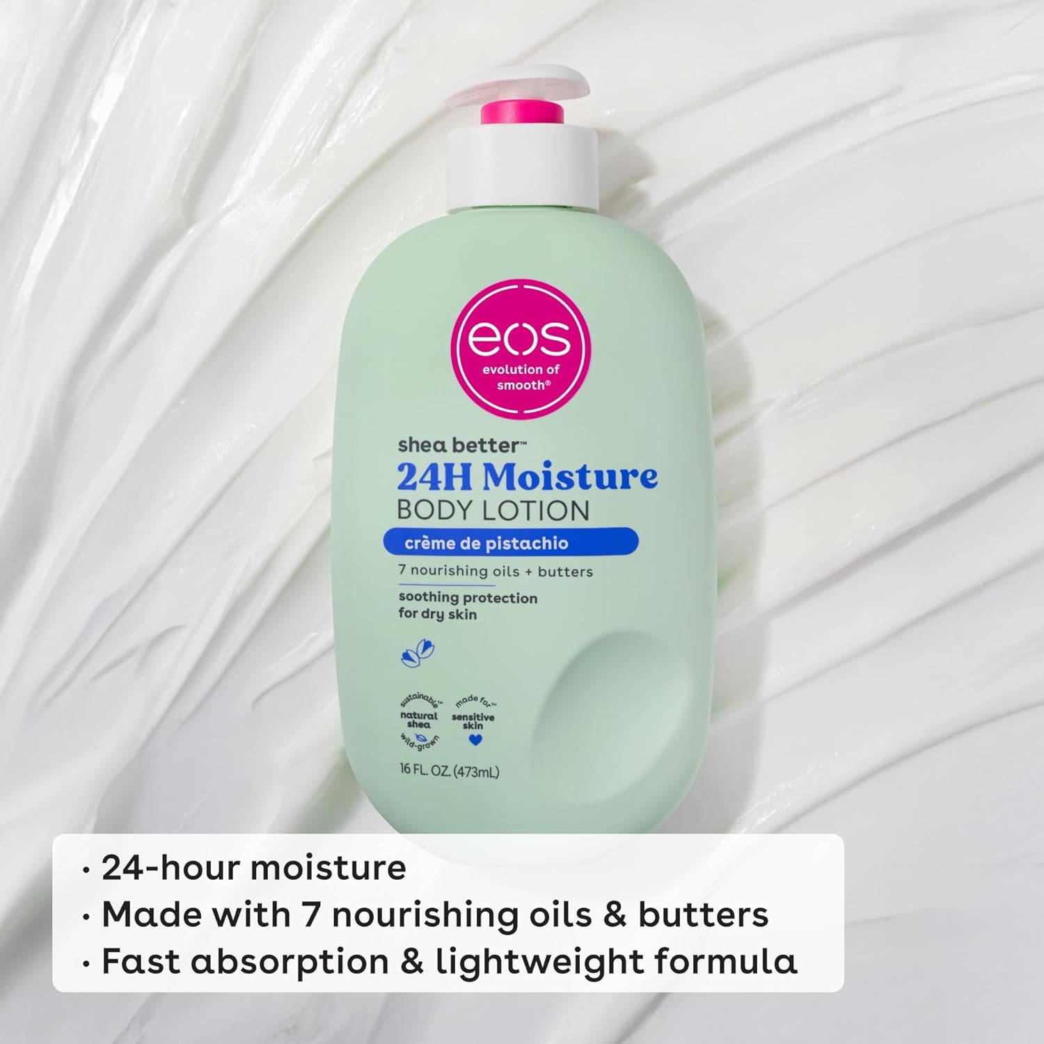 eos Shea Better 24HR Moisture Body Lotion Crème de Pistachio
